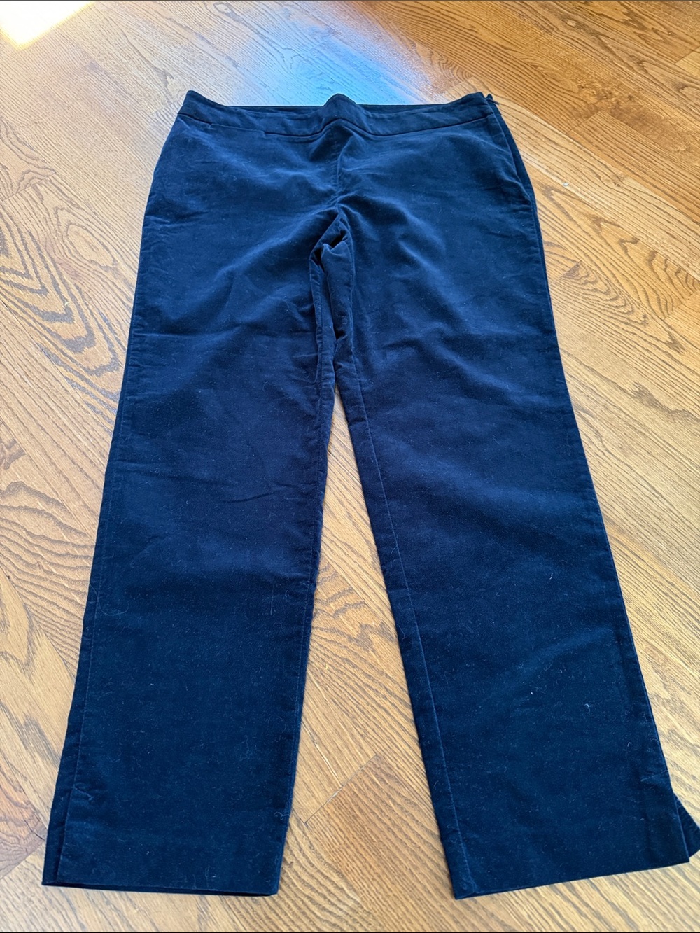 Talbots BLACK velvet pants - classic side zip flat front - size 14P